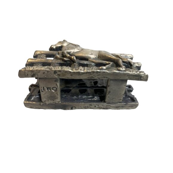 MT Accents Antique Napkin Holder Tin Heavy Horse 2.75 in Length x 2.5 in Tall V - Picture 3 of 4
